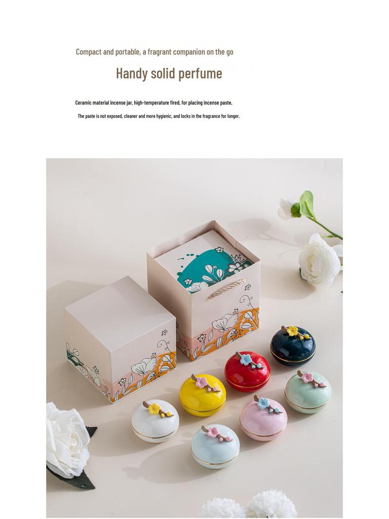 Ancient Style Solid Perfume Gift Box: Handmade Ceramic Bottle with Long-lasting Fragrance.