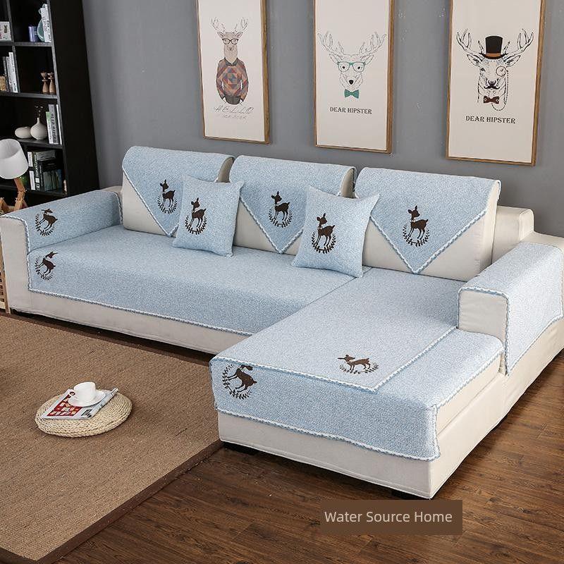 

Скандинавский однотонный хлопок лен диванная подушка ткань круглый год нейтральный массив дерева простота современный чехол для дивана накидка на спинку полотенце подушка Llace deer Blue 45*45cm chair cushion