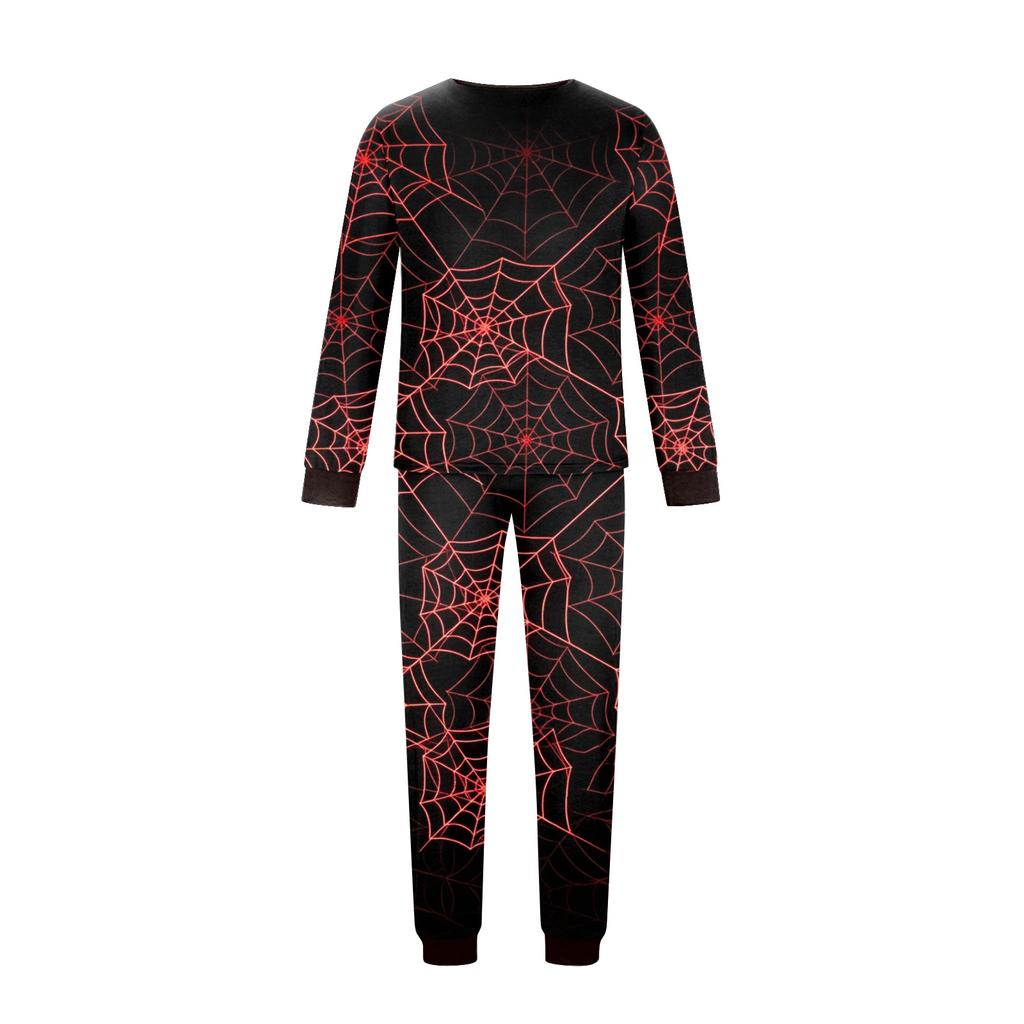 Matching Family Halloween Printed Pajama Set Long Sleeve Top and Pants for Parents and Kids
