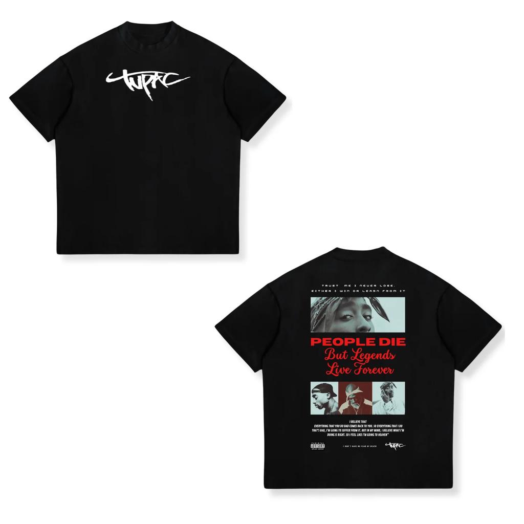 Camiseta Oversized com Manga de Rap Singer Tupac 2pac Hiphop Streetwear Moda Verão 2025 Unissex e Feminina Infantil Algodão