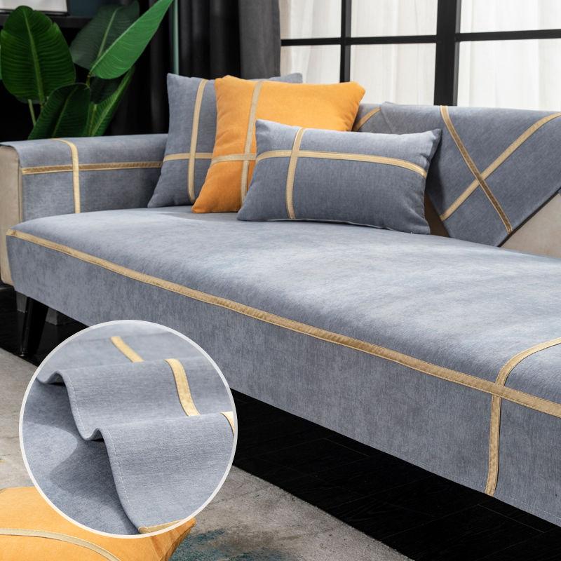 

Льняной чехол для дивана, утолщенный однотонный декор для гостиной, подушка для дивана, нескользящий пыленепроницаемый защитный чехол для мебели 70x70cm серый