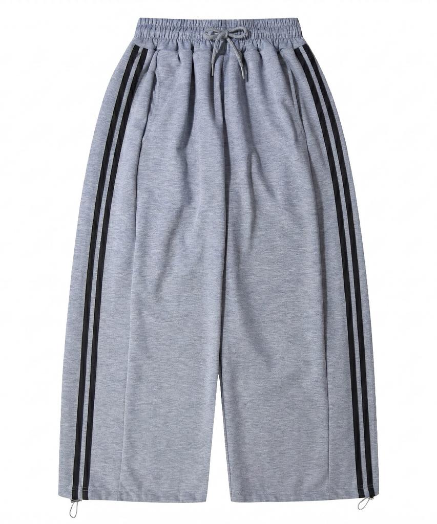 ROCKED GARAGE Unisex Line All-Season Training Pintuck Balloon Two-Way Wide Pants_Gray