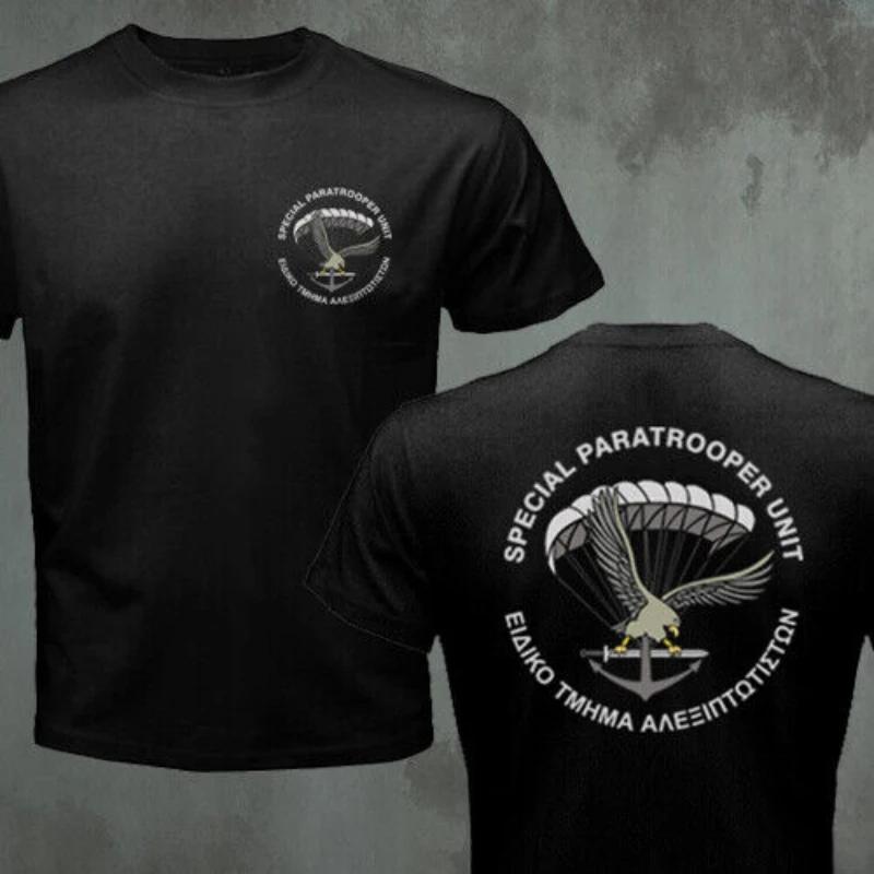 

Hellenic Army ETA Greek Special Paratrooper Airborne Unit Force T Shirt New 100% Cotton Short Sleeve O-Neck Casual Mens T-shirt S