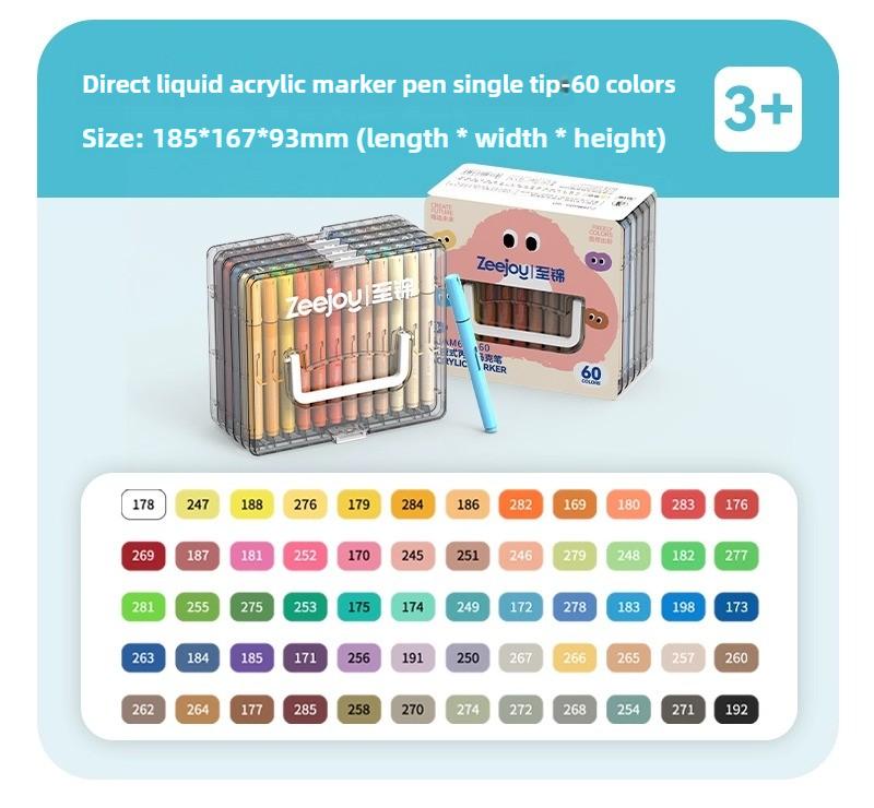 ZEEJOY 84/1 Colors Acrylic Markers Soft Brush Tip Paint Pen for Fabric Rock Painting Stationery Art School Office Supplies