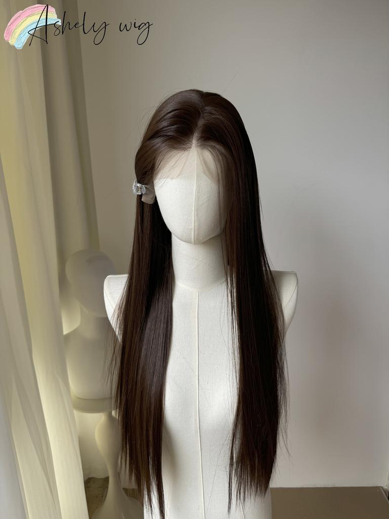 Ashely Deep Brown Hair Wig Same As Song Ji A 13*4 26inch Long Headband Wig Wear and Go Lolita Cute Glueless Synthetic Wigs