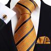 2025 Men's Retro Stripe Solid Tie, Pocket Square & Cufflinks Set