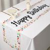 Colorful Polka Dot Pattern Decorative Table Runner, Happy Birthday Theme Polyester Table Flag, Birthday Party Table Ornament