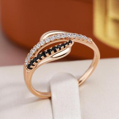 Micro Inlay Μαύρο Λευκό Ζιργκόν Γυναικεία Δαχτυλίδια Χρυσό Χρώμα Μόδα κοσμήματα Γοτθικά αξεσουάρ