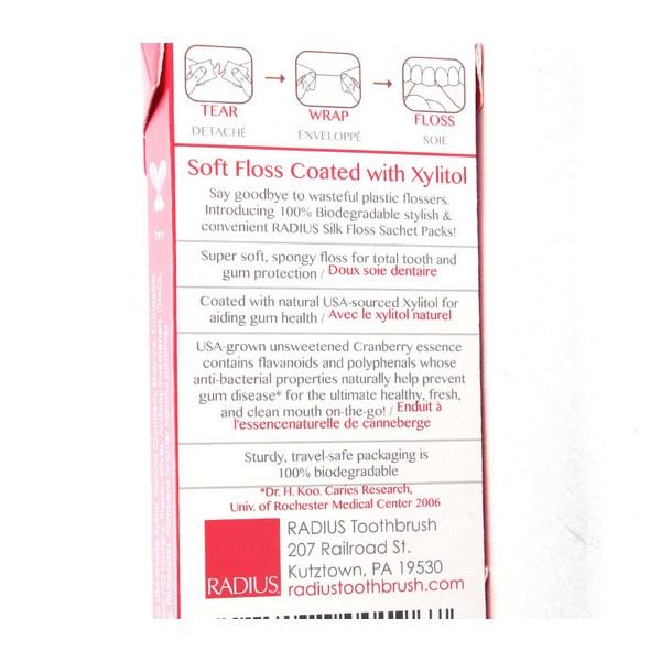 Radius Vegan Xylitol Dental Floss, 20 Count, Cranberry, 20 Count