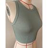 Ärmelloses Damen Crop Top Fitness Weste - Atmungsaktive Nahtlose Gestrickte Sportbekleidung, Einfarbig Gerippte Weste, Lässiges und Elegantes Ärmelloses Basic Sommer Top