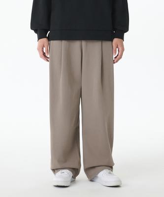 Double Knit Three-Pleat Wide Lounge Sweatpants [Dusty Beige]