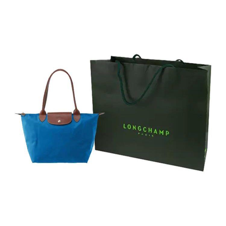Longchamp Borsa a Tote Le Pliage 28 Manico Lungo Tela e Pelle Donna tote Blu Cobalto 2605089P78