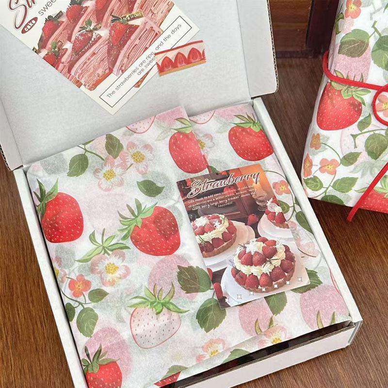 10 Sheets Cute Strawberry Snow Pear Paper Flower Bouquet Wrapped With Flower Lining Wedding Birthday Party Packing Decor Diy