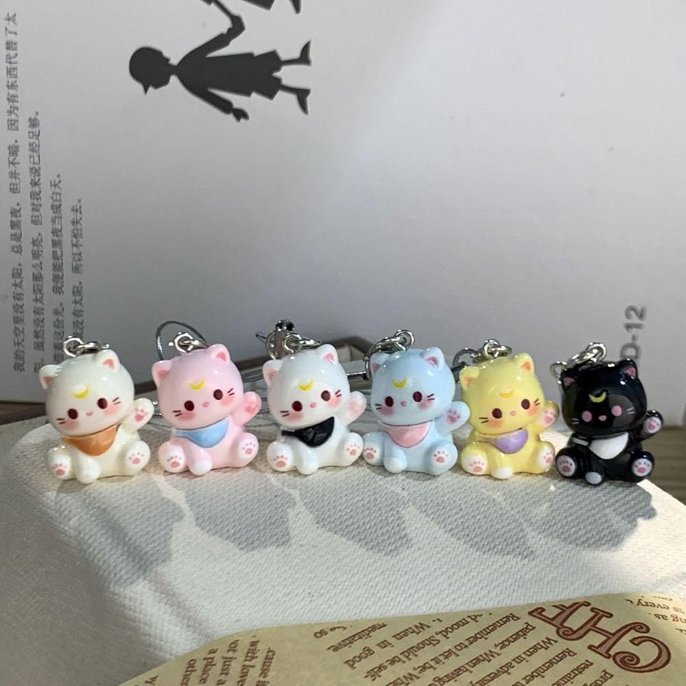 Cartoon Cat Waving Cat Keychain DIY Couple Keychains New Cute Keychain  Home Desktop Decoration