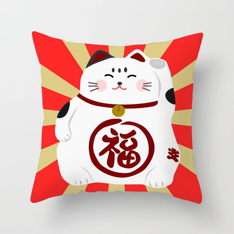 New Style of Lucky Cat Series Pillowcases, Home Office Sofa Pillow Cushion Covers, Seats