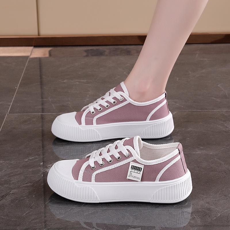 Popular canvas shoes women's spring summer autumn new Internet celebrity board shoes Korean version versatile 2025 new white shoes 133