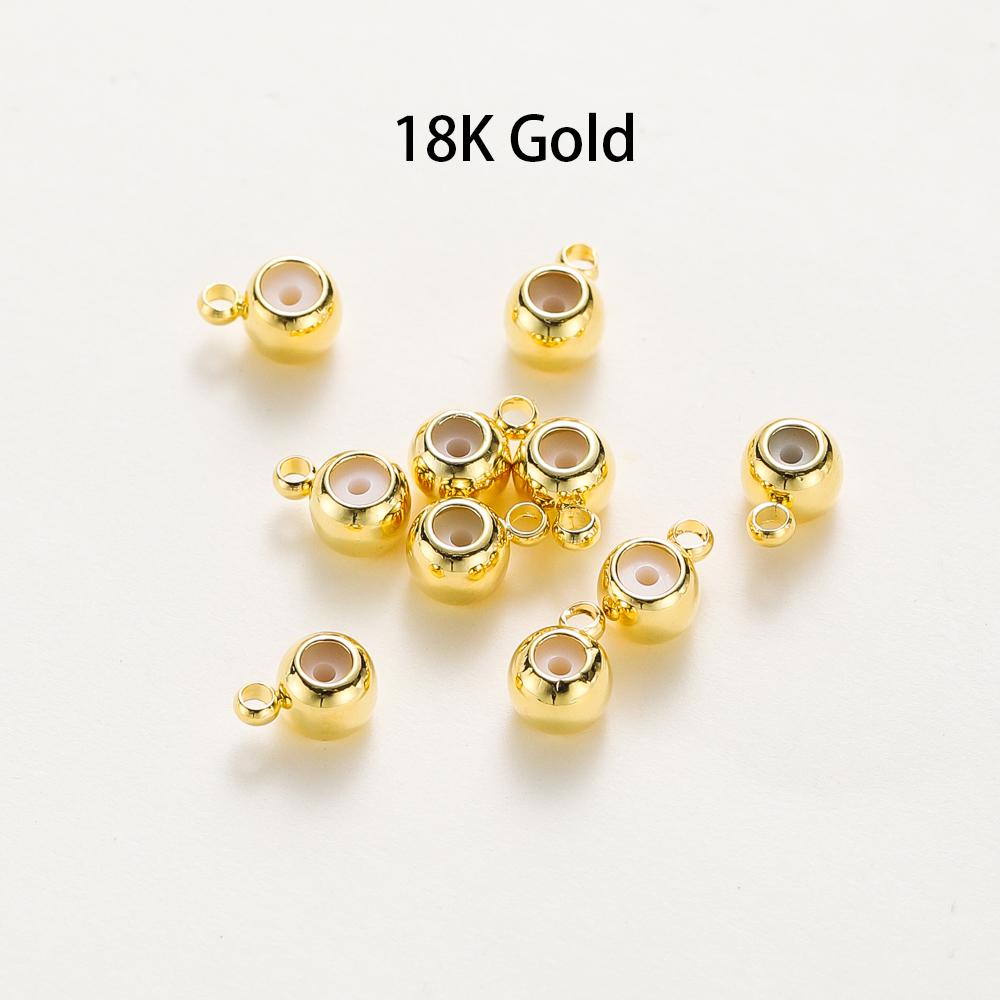 10pcs 14K 18K Real Gold Plated Stopper Adjusting Bead With Ring Sillicone Fixed Bead For DIY Jewelry Necklace Bracelet Making
