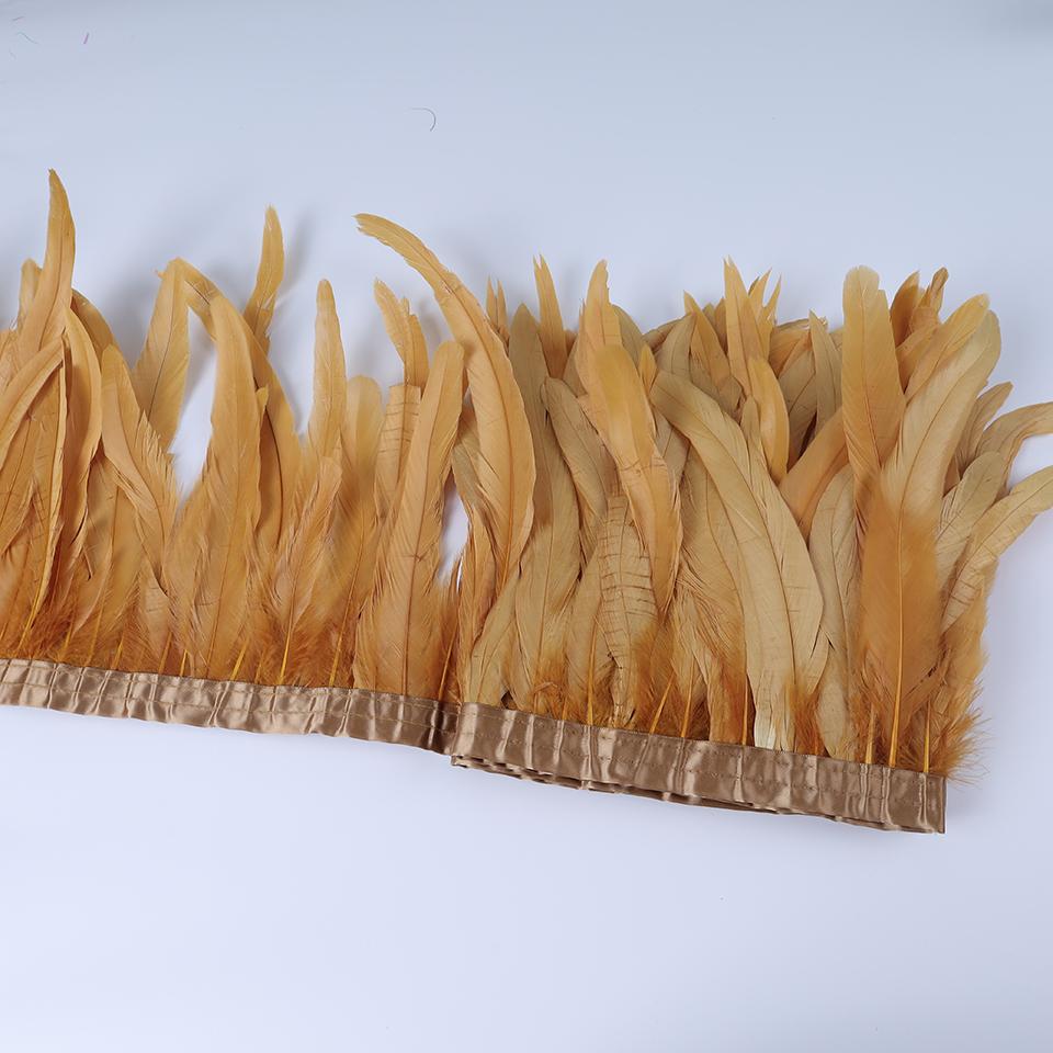 Rooster Feather Trims 2M Rooster Cock Tail Feather Fringes DIY Handicrafts for Clothes Ribbon Carnival Accessories