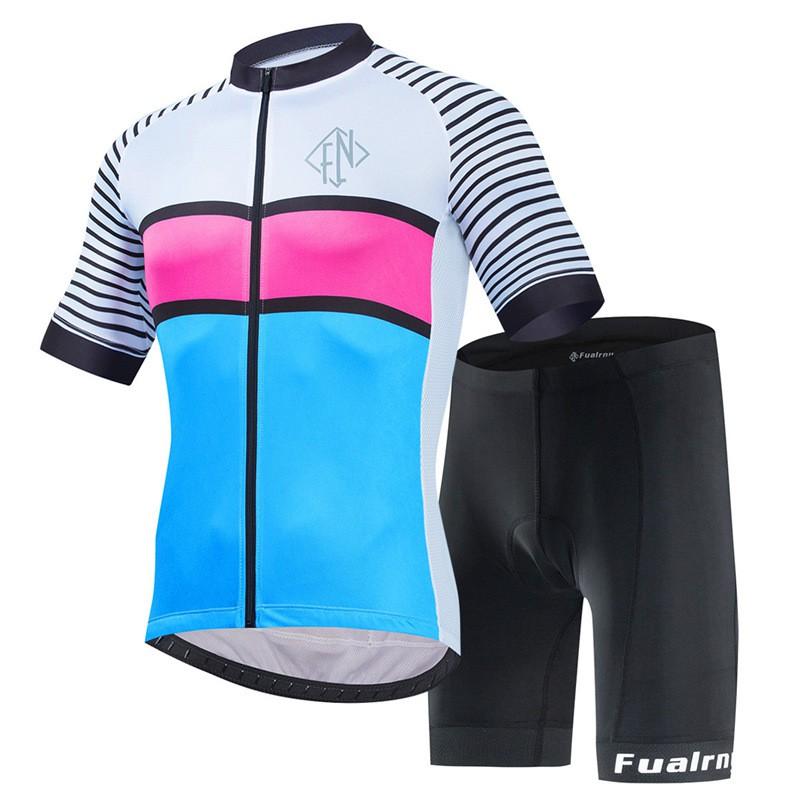 Mens Mountain Bike Cycling Jersey Bib Shorts Set Breathable Quick-Dry Sportswear Outdoor Riding