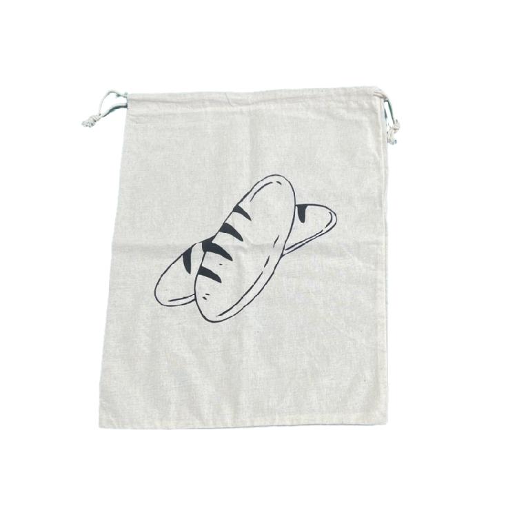 Sustainable Packaging Pouch Functional Linen Drawstring Bag for Bread and Fruits