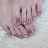 Peach Blossom Pink Removable Toenail Stickers with Crystal and Whitening Effect