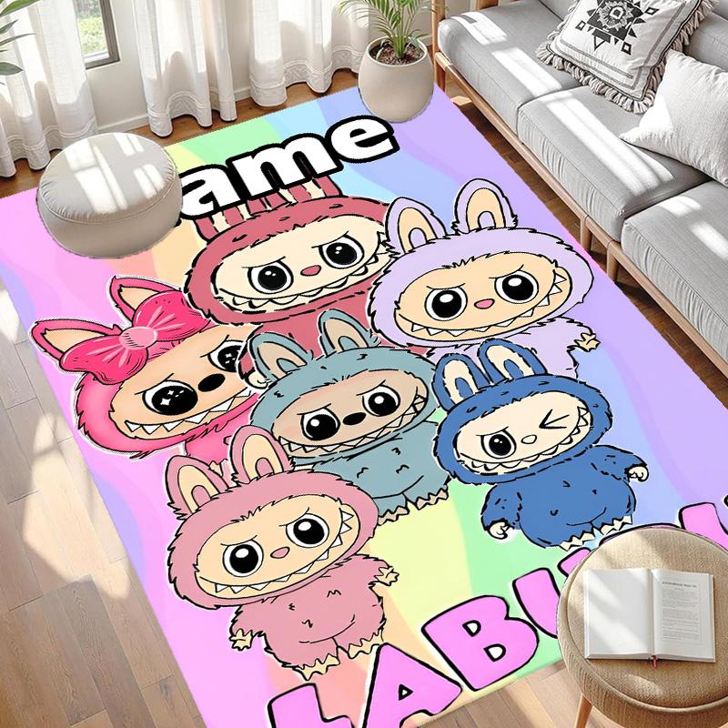 Custom Name Personalized Labubu Print Carpet, Versatile Home Decor Rug, for Playroom, Apartment, Balcony, Entryway, Hallway Gift
