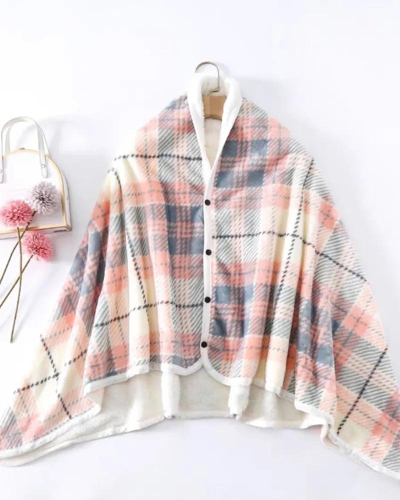 

/Зимнее флисовое одеяло с пряжкой, мягкое и приятное к коже одеяло для сна One Size розовый