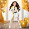 Christmas Girls Dress-Up Costume Fit Little Girls Cosplay Outfit Set Party Dress-Up Outfit Kit Including Jacket Lining Shorts