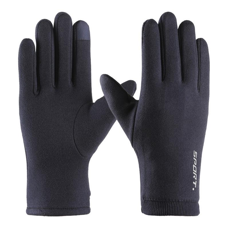 Warm Gloves for Outdoor Riding Men's Sports Warm Touch Screen Windproof Rabbit Velvet Plus Velvet Autumn and Winter Coldproof Gloves