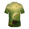 Großes Herren Zugmuster 3D-gedrucktes Herren Rundhals Kurzarm T-Shirt Sommer Mode T-Shirt Lässig Bequem Vielseitiges Oberteil