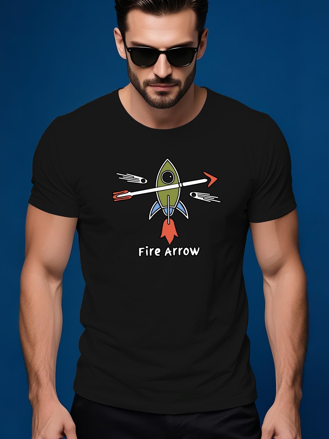 Rocket Graphic Tshirt - Casual Summer Crew Neck Short Sle... S