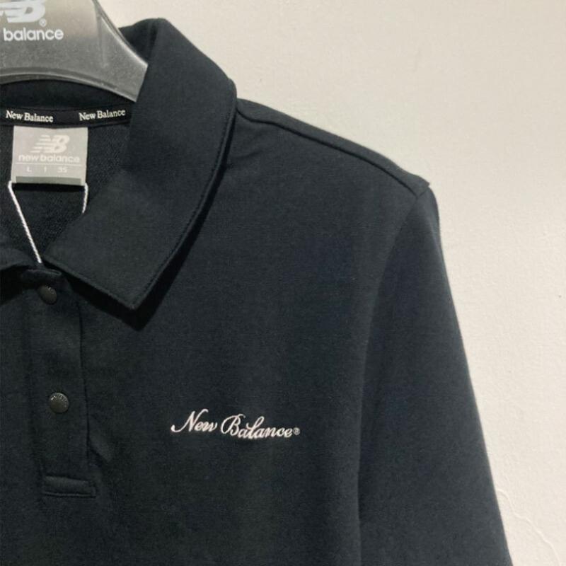 NeW Balance W Single Mesh Semi Crop Collar Short Sleeve Tee nbnff2W412 Black