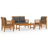 4 Piece Garden Lounge Set with Cushions Solid Acacia Wood