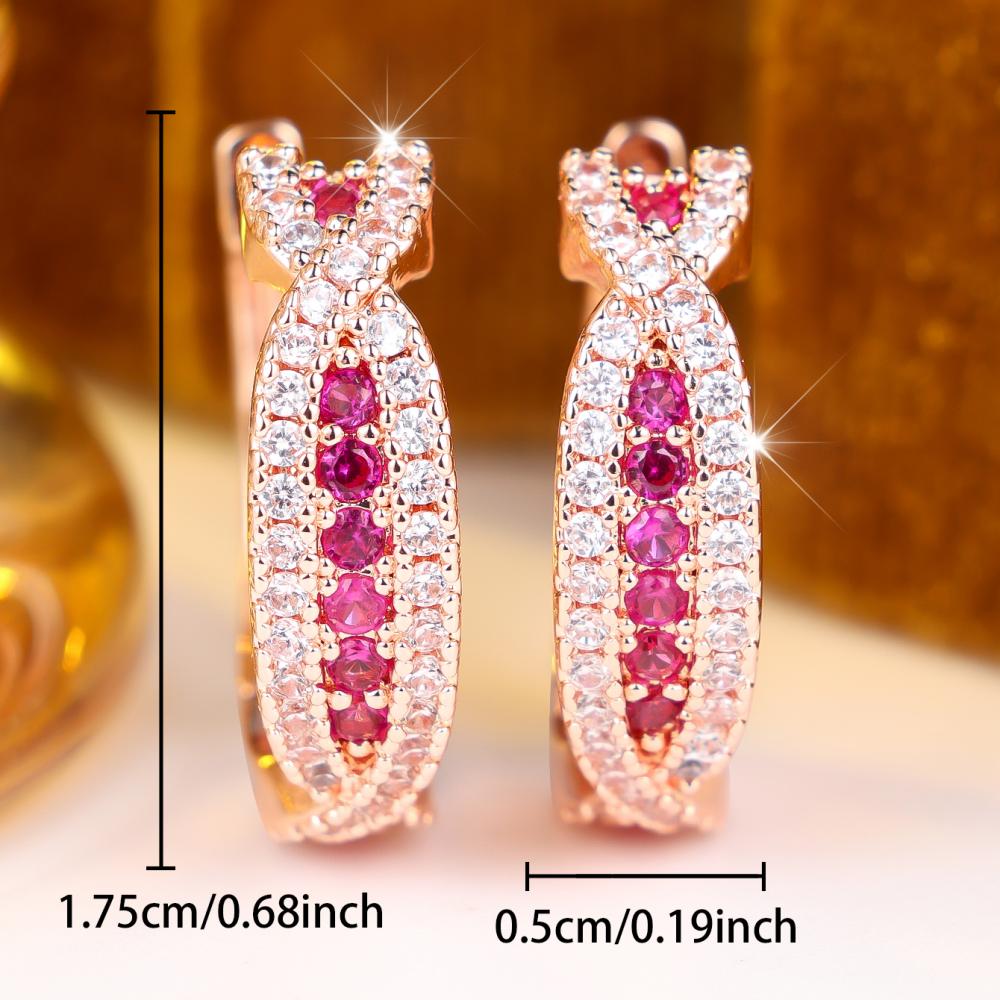 Brilliant Four Color Option Zircon Cross Twisted Hoop Earrings for Women Daily Wear and Party