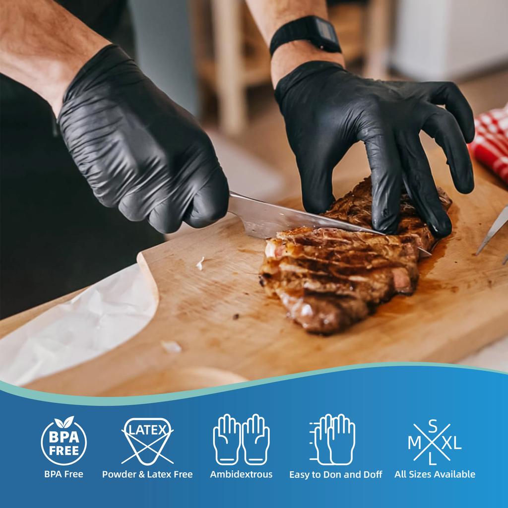 100/200 Pack Disposable Black Nitrile Gloves For Household Cleaning Work Safety Tools Gardening Gloves Kitchen Cooking Tools