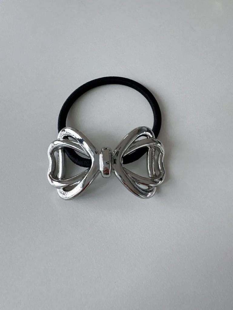 Fashion Metal Chunky Round Dome Bow Ponytail Hair Rope for Women Horsetail Retainer Elastic Hair Ties Girl Jewelry Accessories