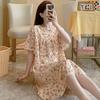 Anti-bumping Nightdress Women's Summer Pastoral Small Floral Thin Skirt New Year's Loose Loungewear Dress