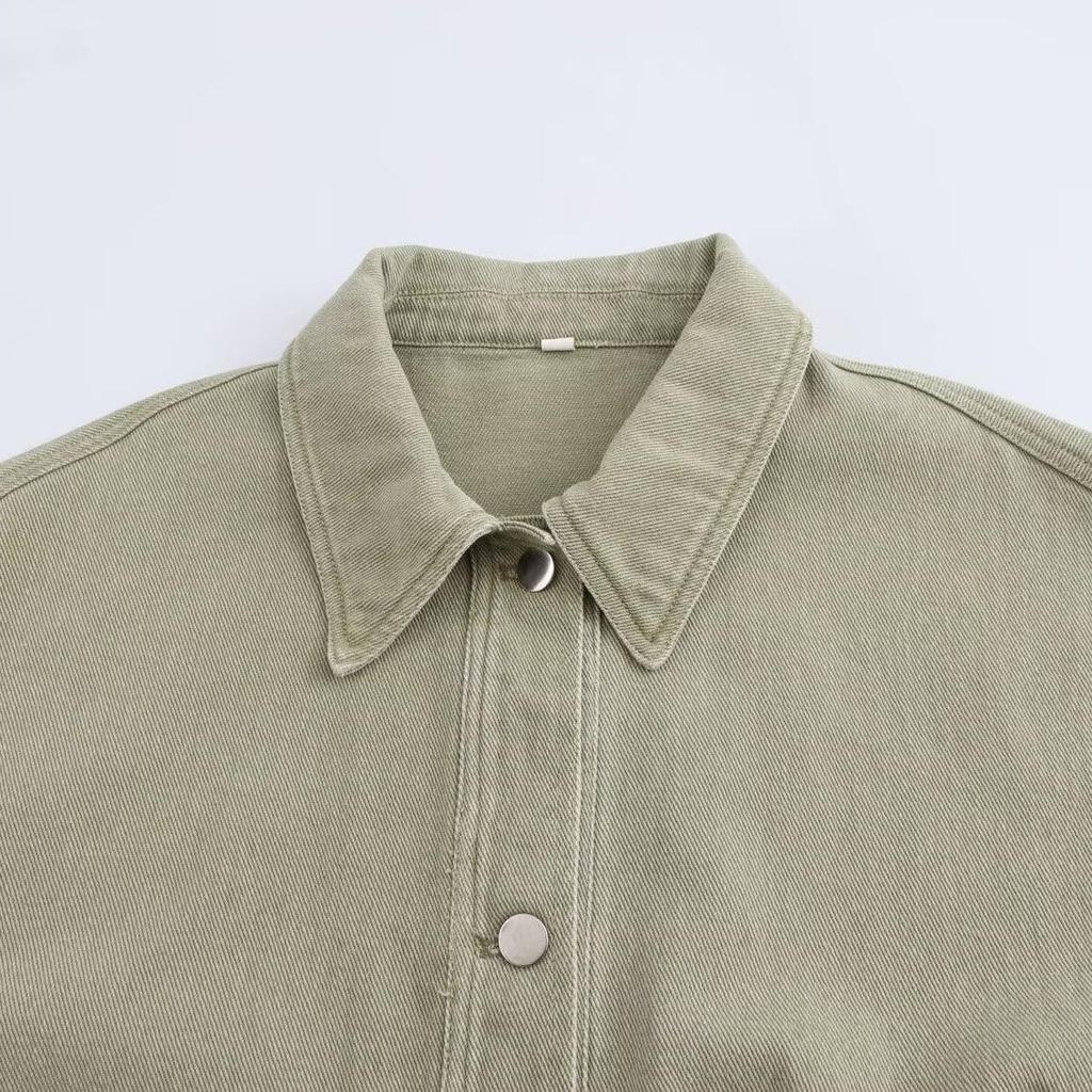 Women's European & American Style French Design Washed Shirt Jacket