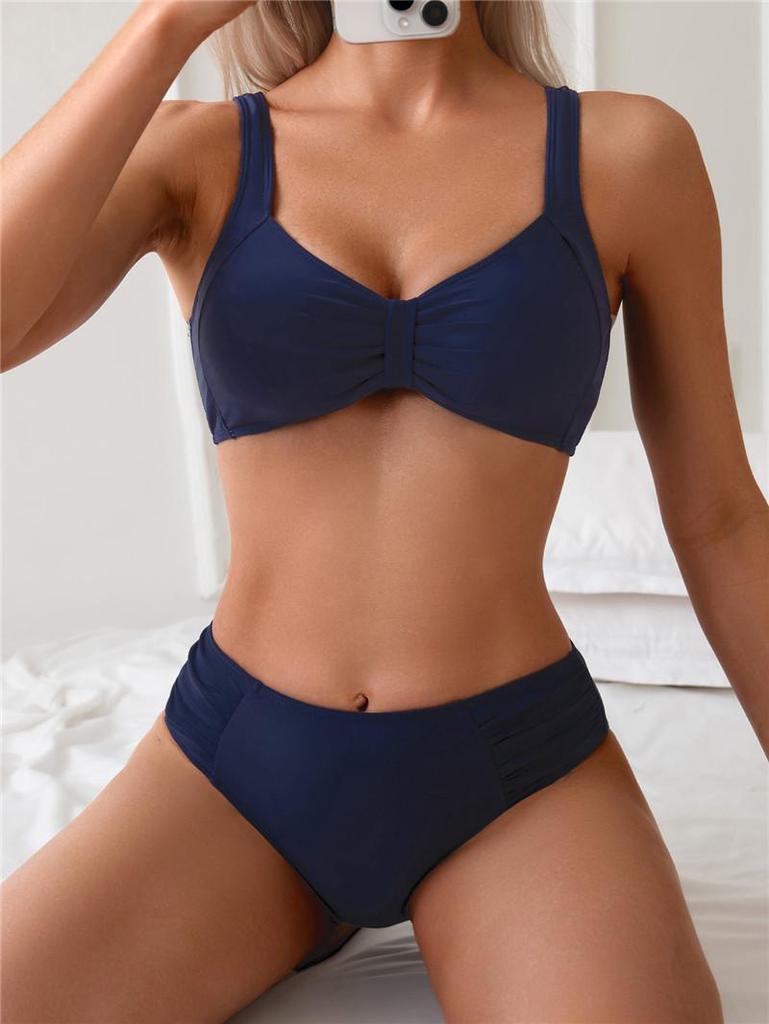 Bikini Retro Monocolore a Vita Alta 2025 per Donna