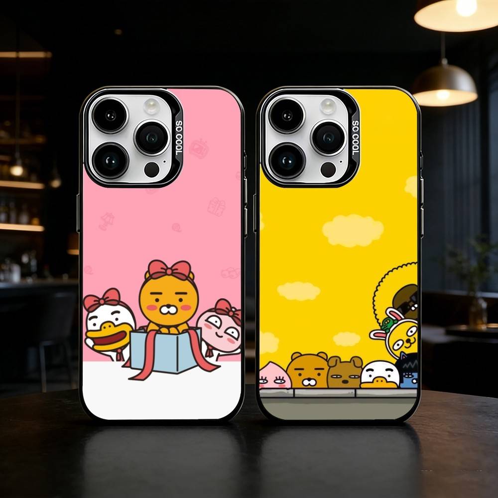 K-Kakao Friends Phone Case Color Silver Shell For IPhone 17 16 15 14 13 12 11 Pro Max Plus