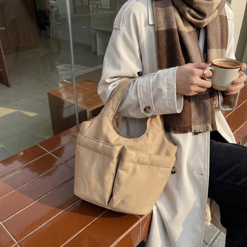 Multi-Color Fabric Handheld Tote Bag Lightweight Spacious Casual Daily Use Bag