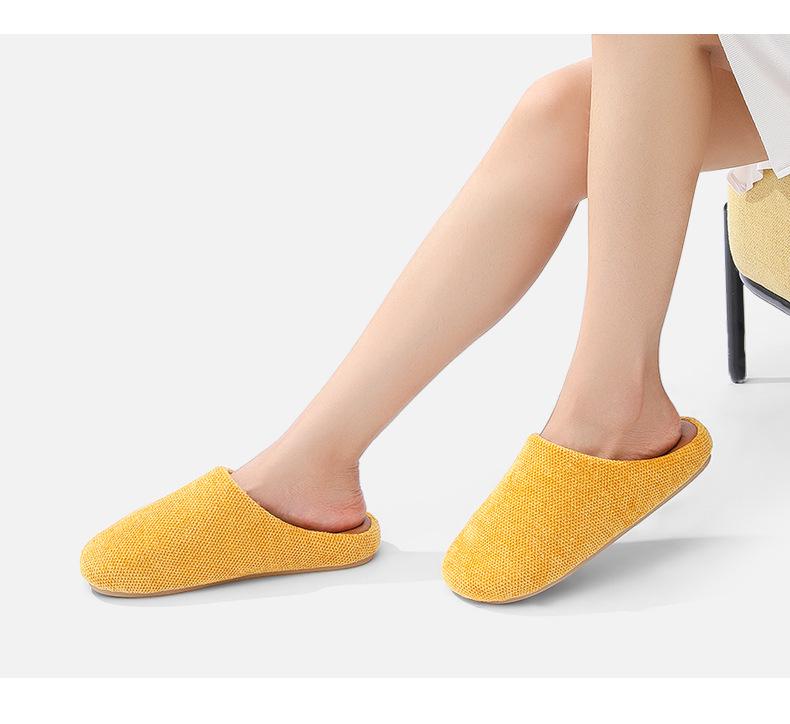 Chenille Men's Indoor Half-Covered Heel Non-Slip Cotton Slippers for Couples