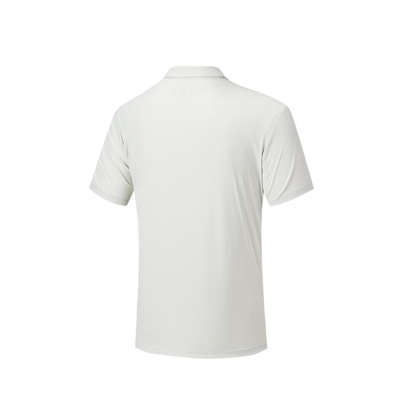 Anta Comfortable Breathable Versatile Solid Color Short Sleeve Polo Shirt Men Tops Light-Sand-Gray 152527108-1