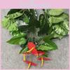 Artificial Silk Plants Multi Branch Red Palm Heart Elephant Ear Leaves Wedding Home Office Decor