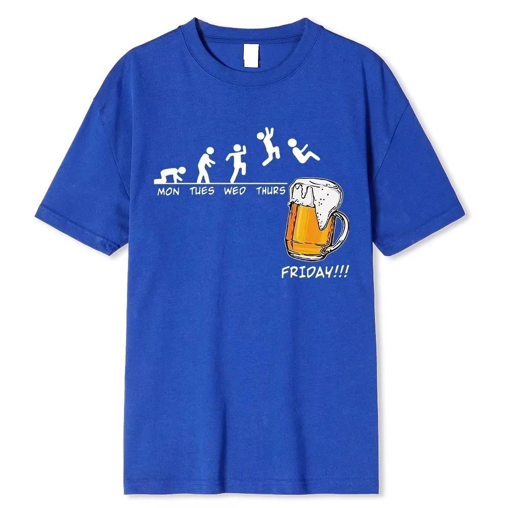 Friday Beer Print Pánská značková trička Funny Graphic Hip Hop Léto Pánská trička Streetwear Bavlna Harajuku Tričko s krátkým rukávem T