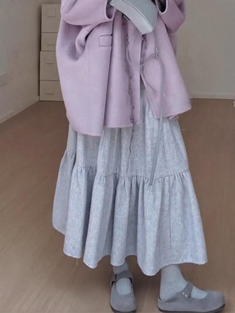 Autumn & Winter Wool Half-Body Skirt & Cardigan Set - Gentle Style for Women