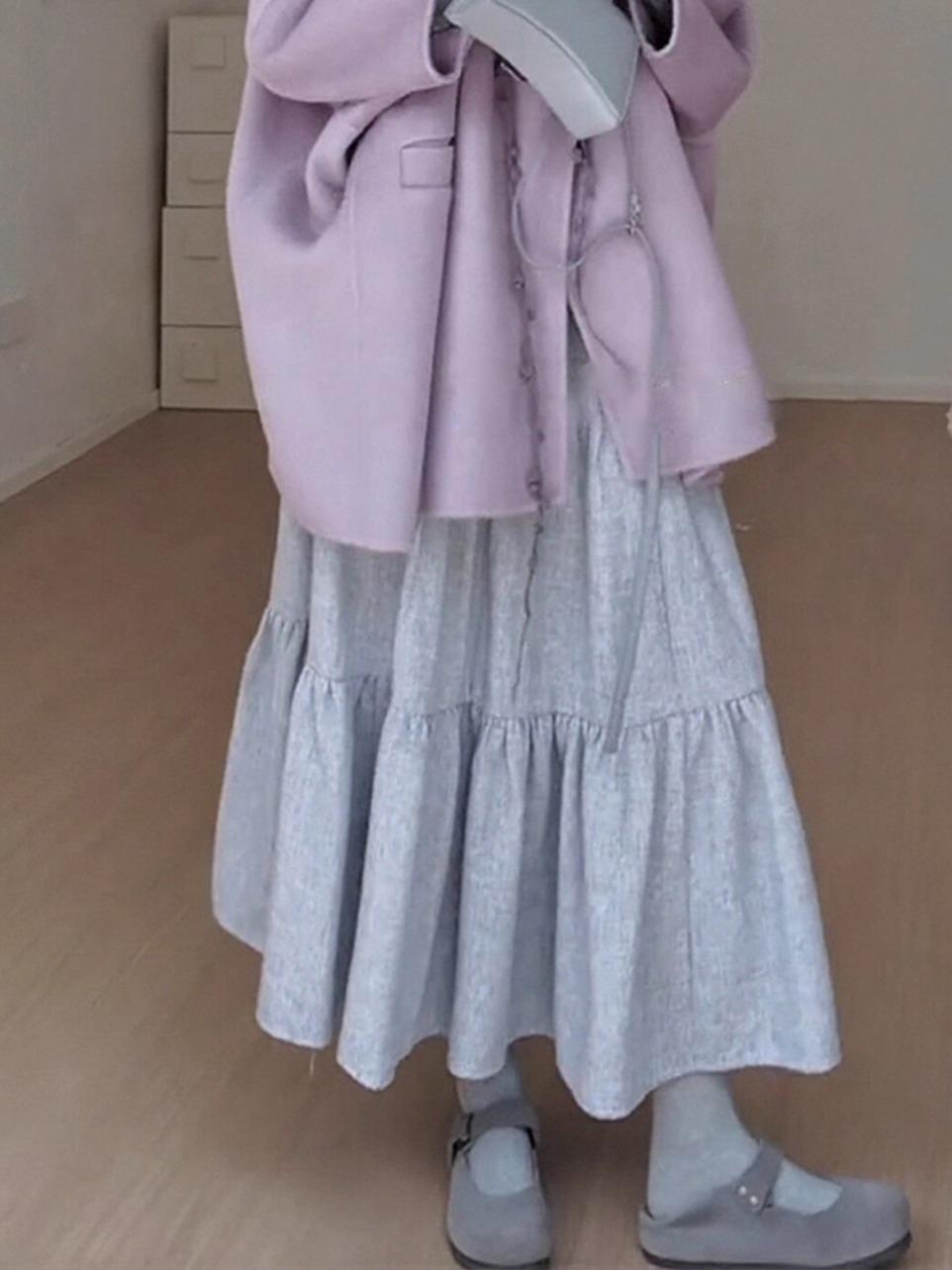 

Autumn & Winter Wool Half-Body Skirt & Cardigan Set - Gentle Style for Women L [Recommended for 50-57.5 kg]