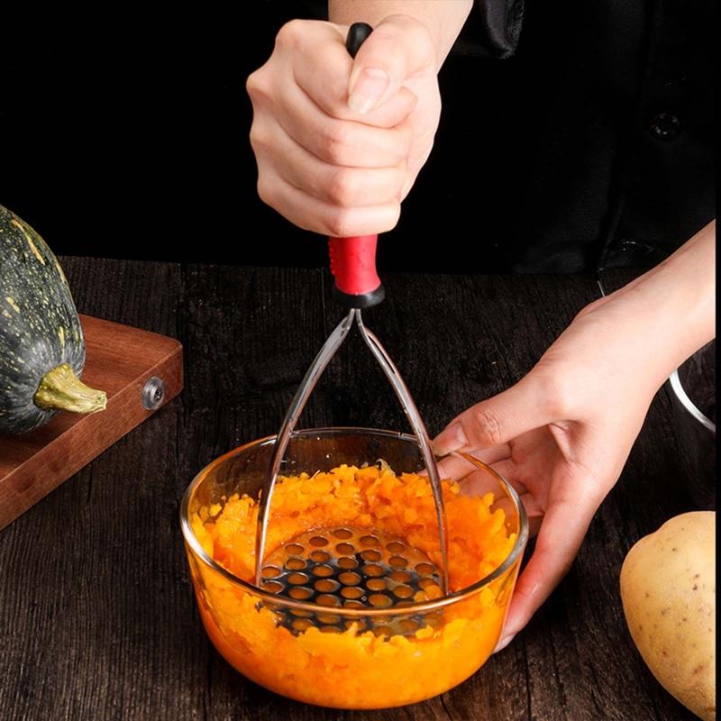 Manual Potato Masher Stainless Steel Potato Smasher Portable Kitchen Tools for Baby Food, Fruits, Bananas, Baking