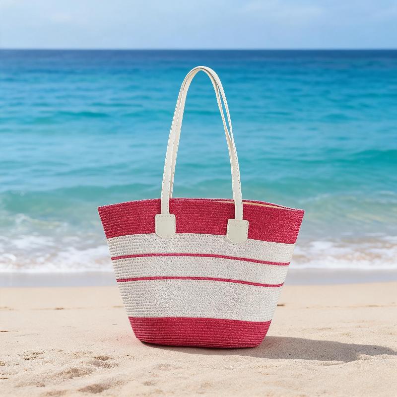 Straw Hat Tote Bag Set Adjustable Wide Brim Sun Hat Sturdy Woven Handbag 2Pcs for Women Outdoor Summer Activities