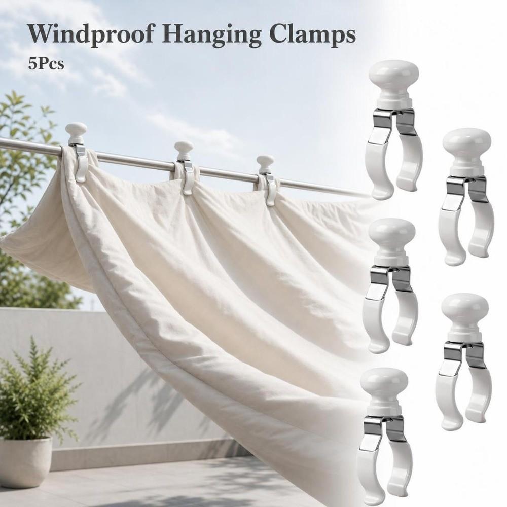 5Pcs Non-slip Windproof Hanging Clamps Stainless Steel Clothes Peg Laundry Clothespins  Beach Towel